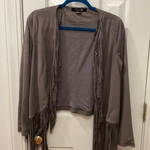 Jacket with fringe grey color, size small 2010s